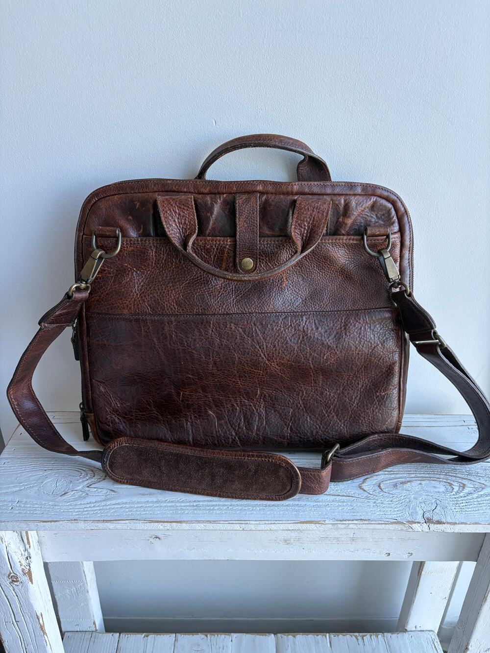 Moore & Giles Full Grain Leather Briefcase Removable Adjustable Shoulder Strap